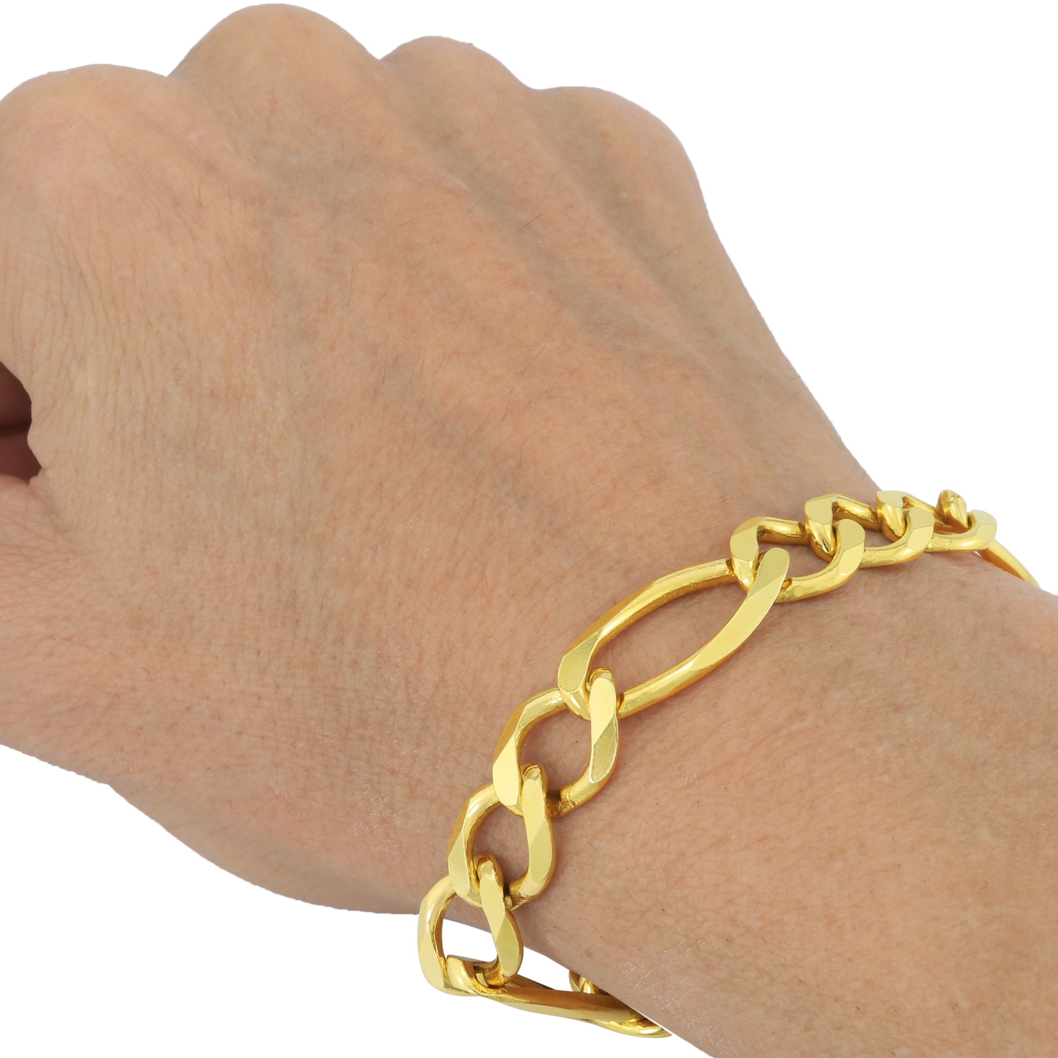10k Yellow Gold Figaro Chain Link Bracelet U7454