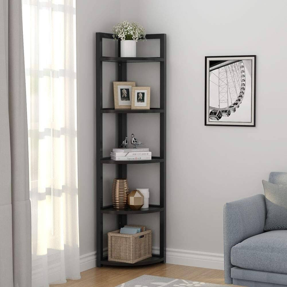 Black/Espresso 5 Tier Corner Bookshelf H37114