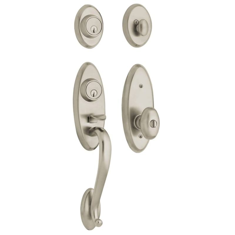 Satin Nickel Two-Point Lock Dummy Handleset Egg Knob Y74577