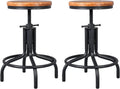 Black Wooden Top Adjustable Height Bar Stool Set of 2 E80529