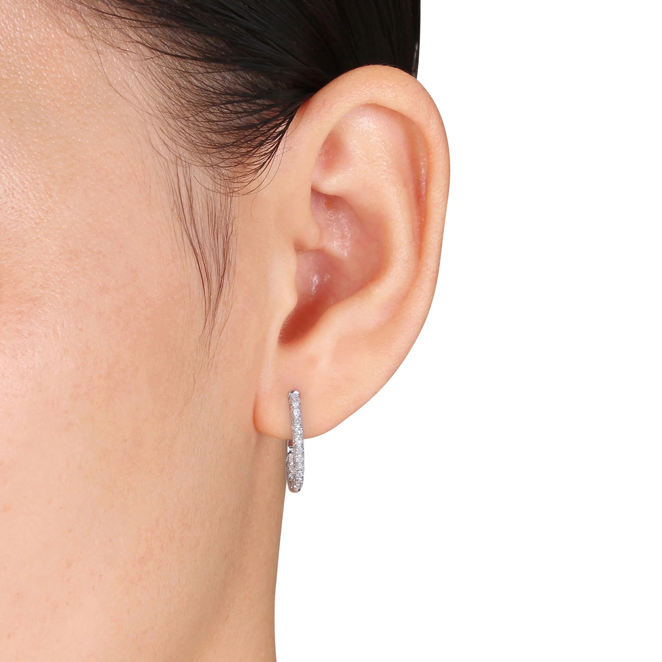 Oval Huggie Hoop Earrings in 10kt White Gold S52684