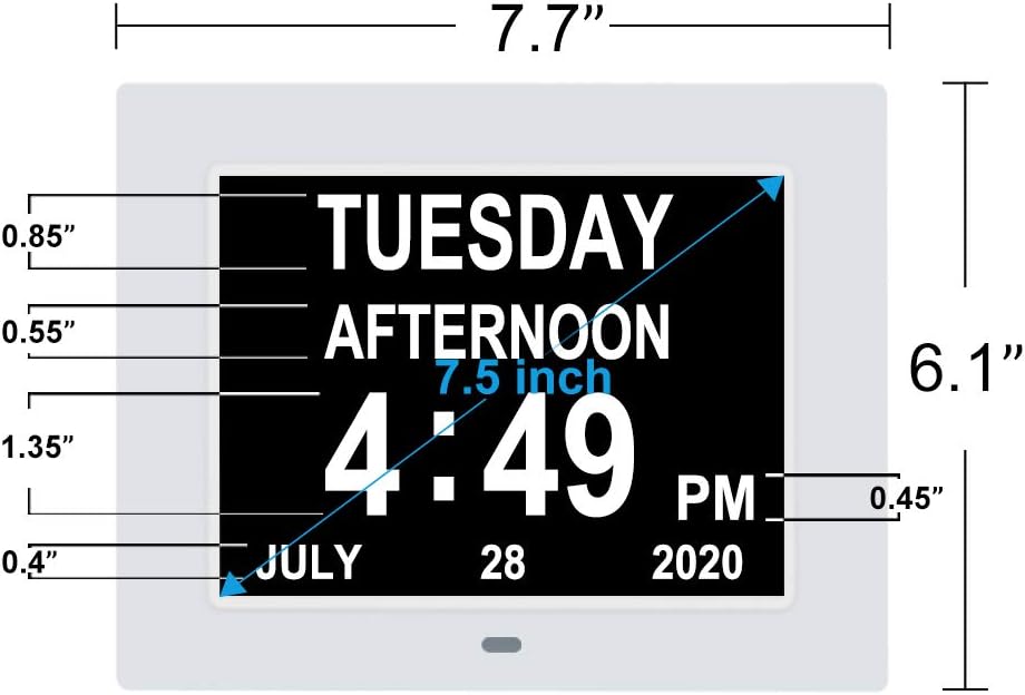 Extra Large Digital Calendar Day Date Clock with 12 Alarm Options L272