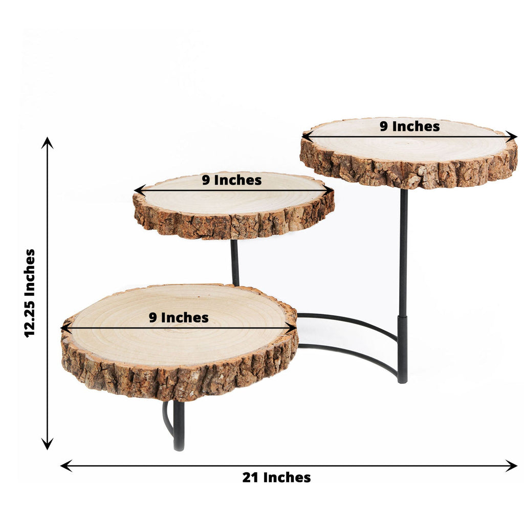 3-Tier Wood Slice Cheese Board and Cupcake Stand A4440