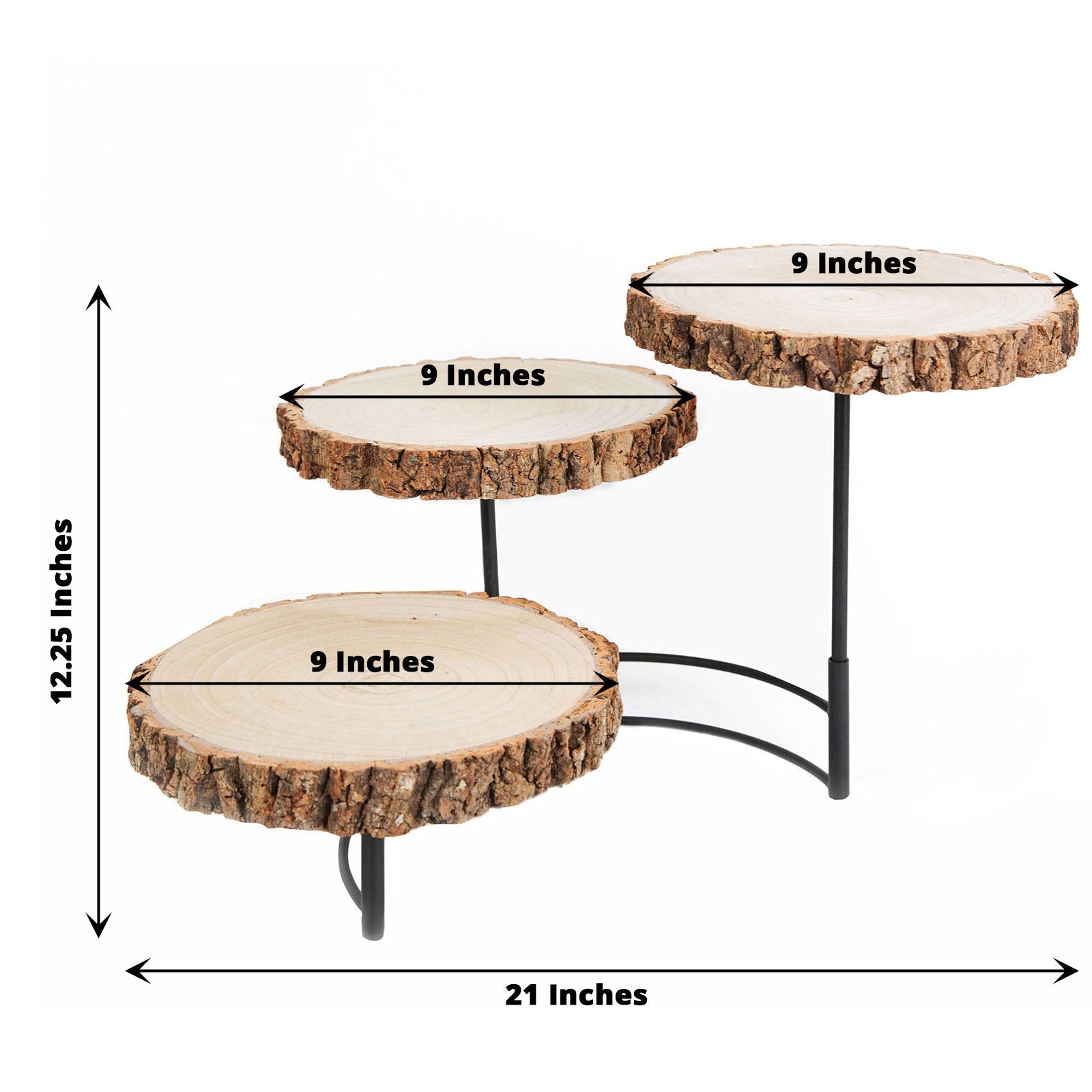 3-Tier Wood Slice Cheese Board and Cupcake Stand A4440