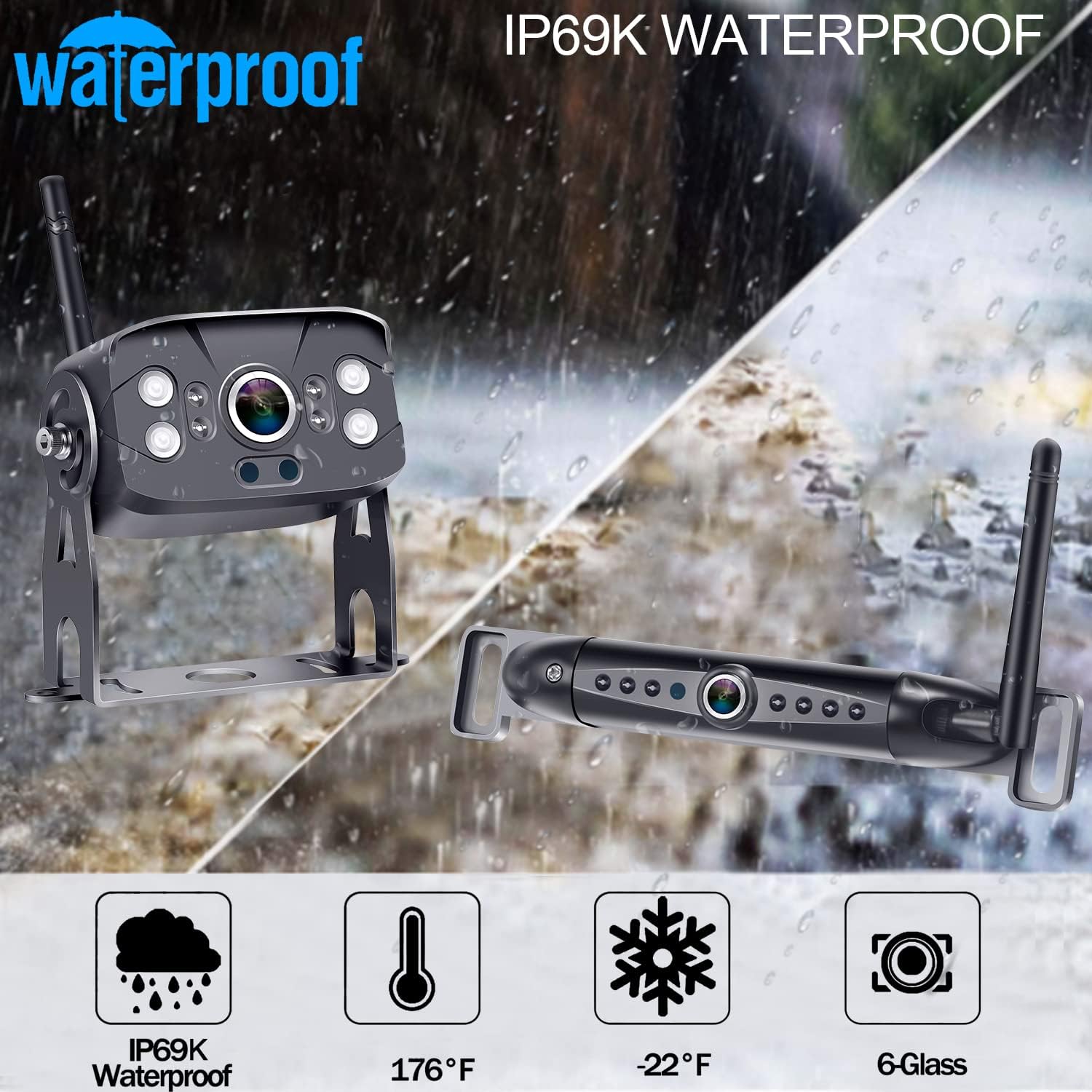 Wireless Backup Camera HD 1080P 7 Inch Monitor with Adapter Infrared Night Vision Y971