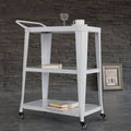 3-Tiered Metal Frame Bar Cart White E9694