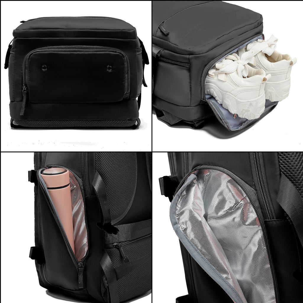 Black Waterproof Laptop Travel Backpack with USB Charging Port A305