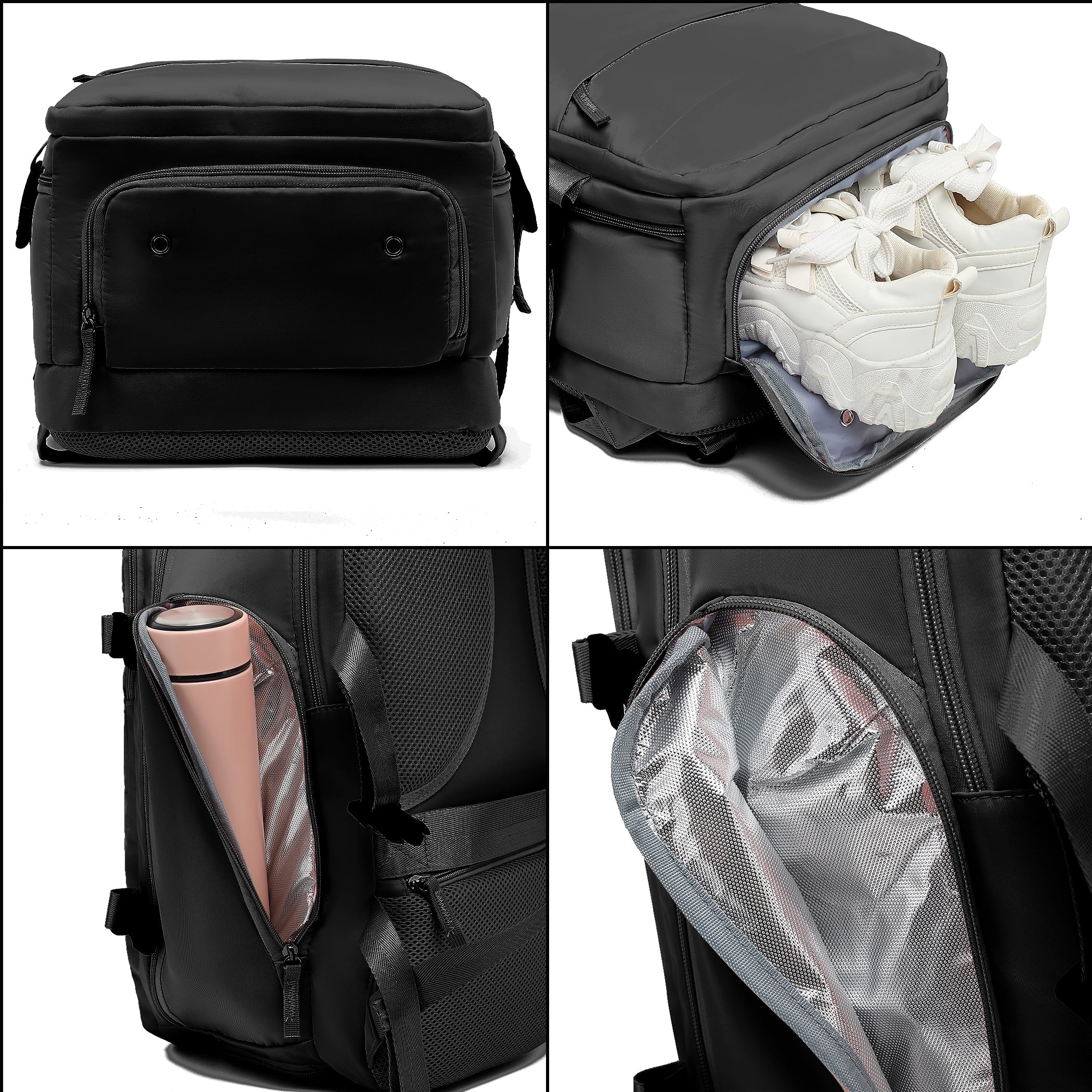 Black Waterproof Laptop Travel Backpack with USB Charging Port A305