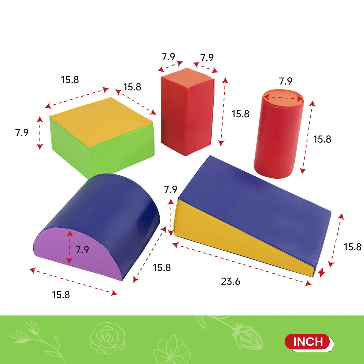 5-Piece Set Kids Foam Climbing Blocks Indoor Play Equipment V230235