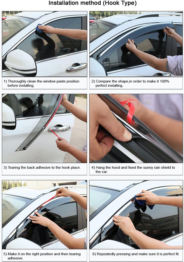 Semi-transparent Black Car Window Visor Sun/Rain Guard I621187