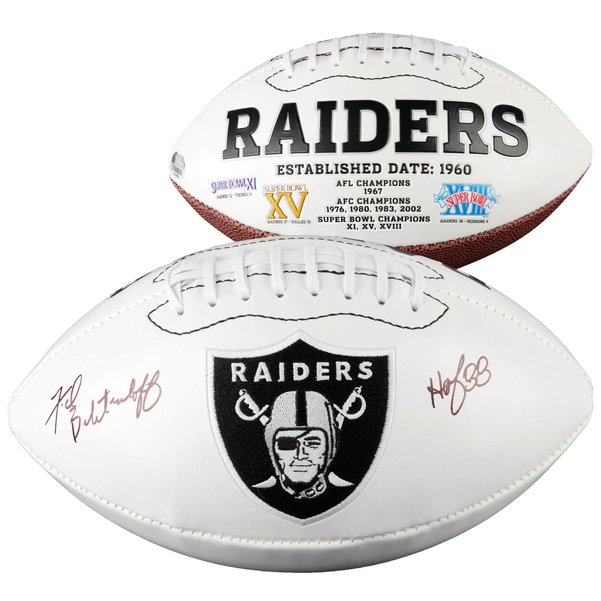 Autographed White Panel Football with HOF Inscription D74163