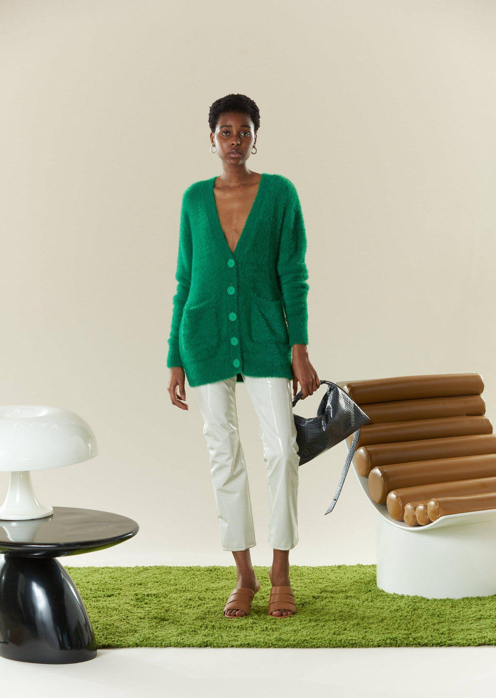 Green Fuzzy Cardigan S746