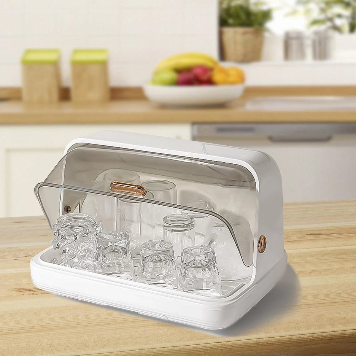 White Dustproof Baby Bottle Drying Rack with Drainer and Lid O638245